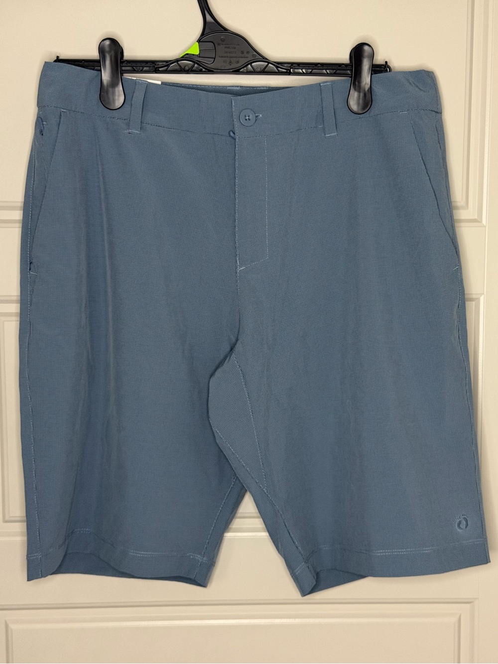 Hang Ten Men's Hybrid Walkshorts Blue Micro Check 4-Way Stretch Size 34 NWT